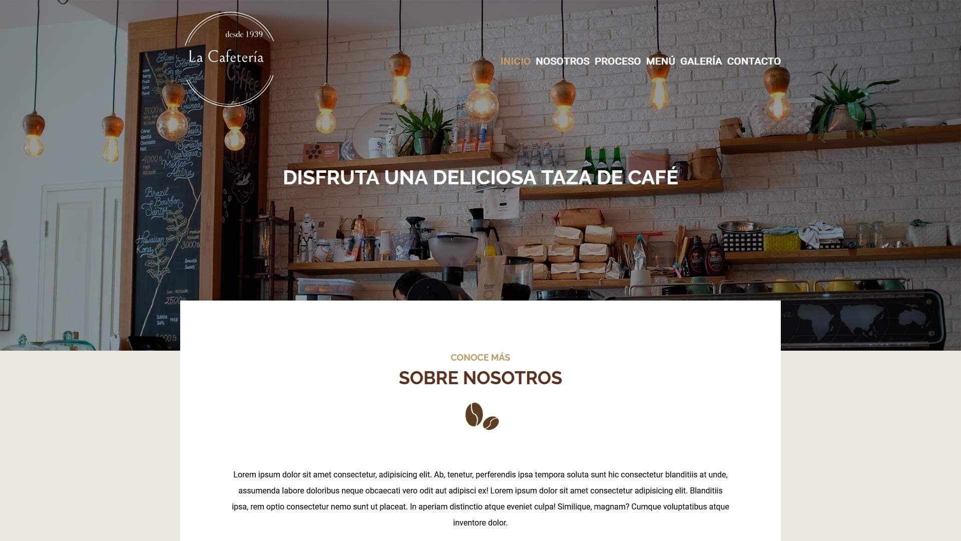 Página principal de La Cafetería.